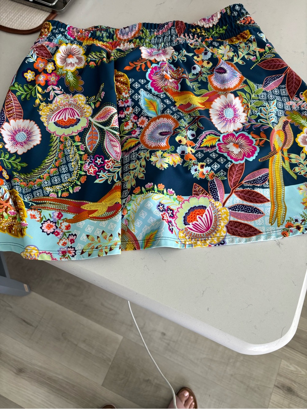 Johnny Was Multicolor Floral Mini Skirt in Teal, Pink, Yellow - Picture 2 of 4